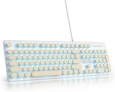 Typewriter Keyboard 104-key Punk Gaming Retro Keyboard LED Ice Blue Backlit