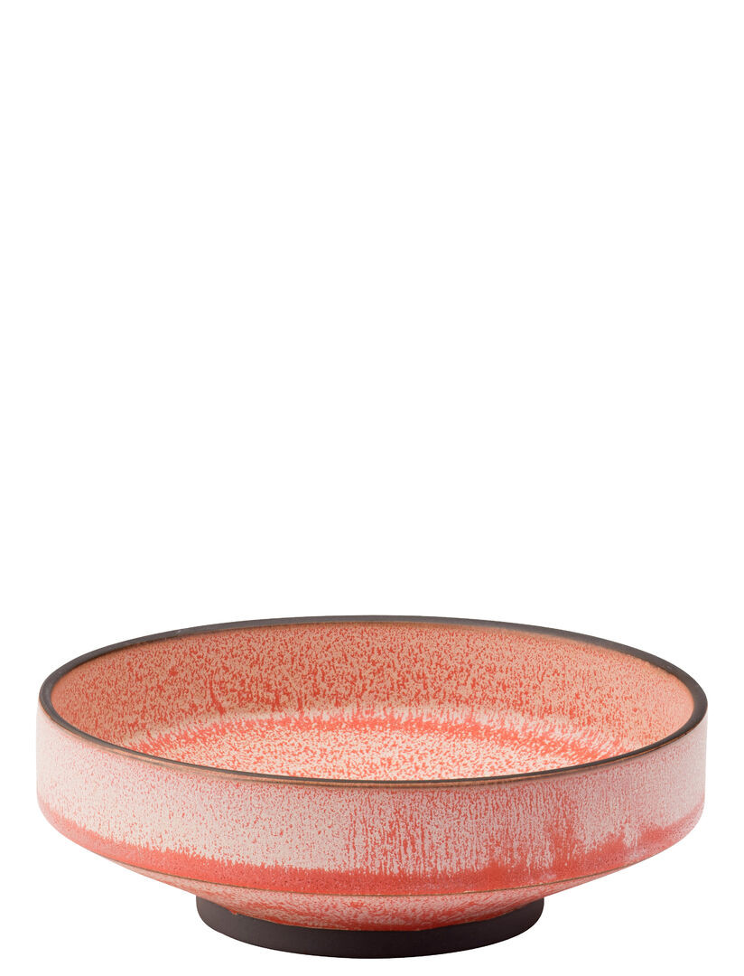 Coral Pink, Brown Bowl Porcelain Bar Serving Tableware 6.5"" (16.5Cm) Pack Of 6