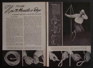 Rope Handling Trick Lariat Handling 1942 Frank Biron How-To pictorial Cowboy