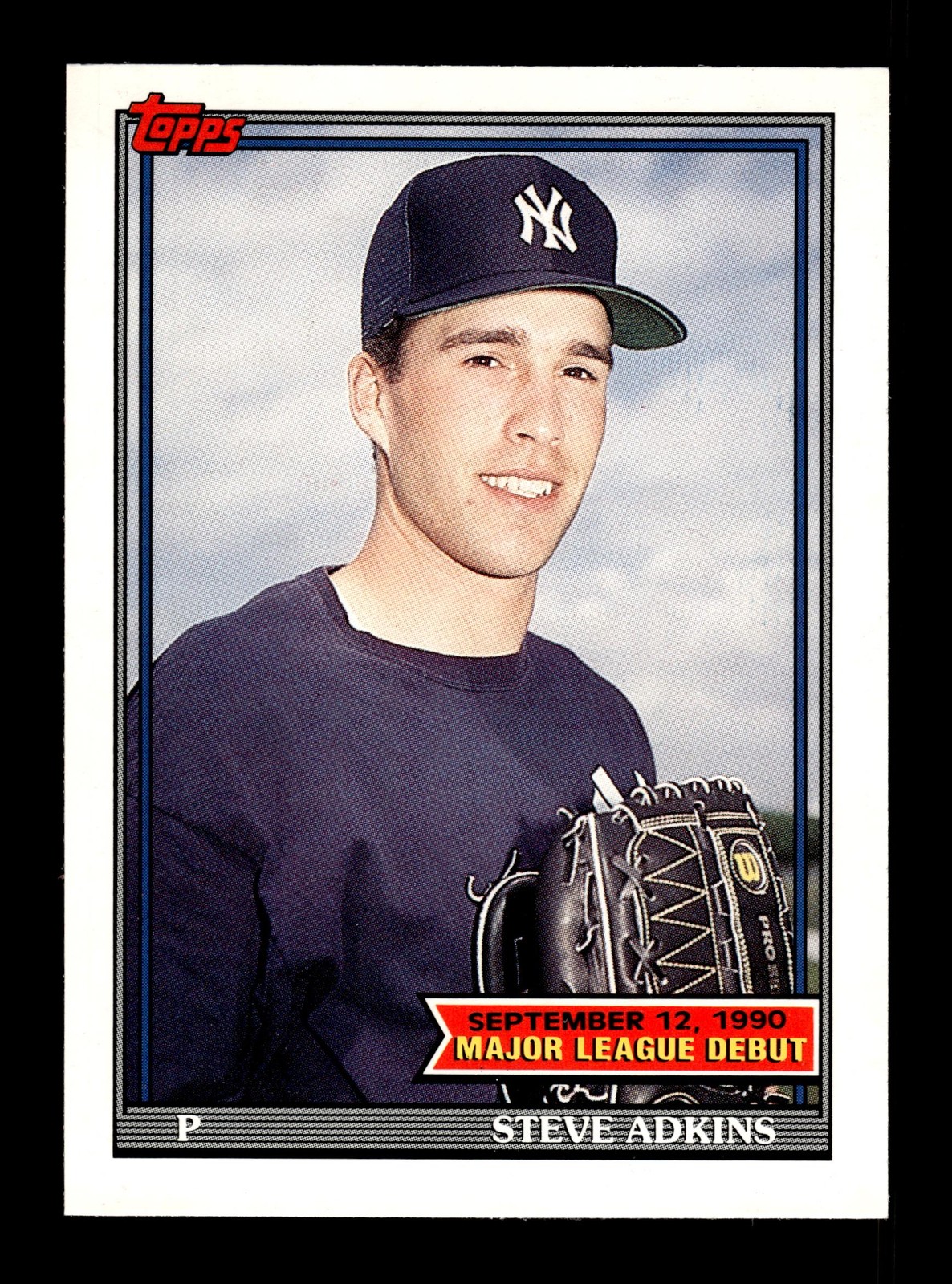 Steve Adkins #2 1991 Topps Major League Debut 1990 New York Yankees