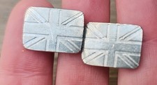 silver coloured rectangular union jack Shirt Cuff Links - Gift for Men