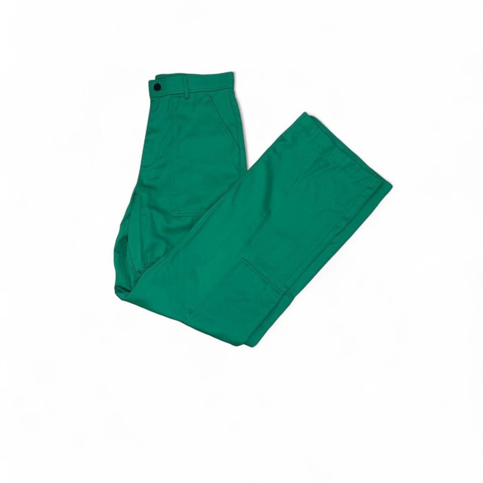 Zara Green Satin Carpenter High Waist Cargo Pants with pockets. SIZE M