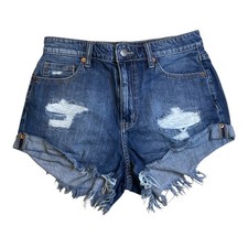 Windsor Woman  s Cut Off Shorts Denim Dark Blue Distressed Jean - Size S