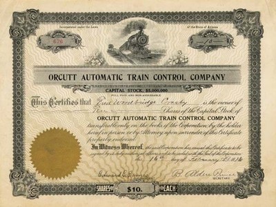 Orcutt Automatic Train Control Co. - Railroad Stocks