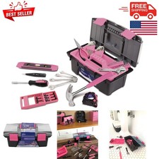 Complete 53-Piece DIY Tool Set with Toolbox - Stylish Pink Ribbon Edition