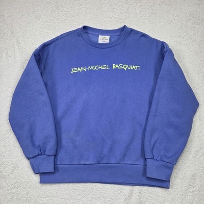 Jean Michel Basquiat X Clriden Sweatshirt Herren Large blau Spellout Logo Boxy Fit
