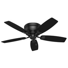 Hunter 48 inch Outdoor or Indoor Ceiling Fan No Light - Low Profile Mount, Black