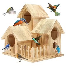 Garden Bird House Hanging 3 In 1 Nesting Box Outdoor Decoration Wooden Large