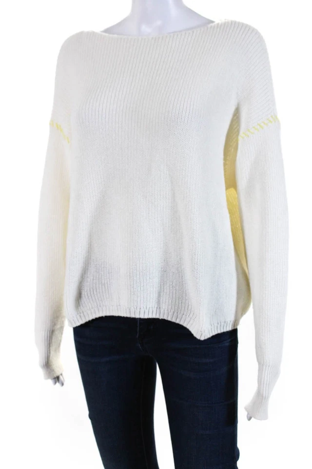 Suéter Pullover Lilla P Mujer Algodón Cuello Redondo Manga Larga Blanco Talla S Foto 2 de 4