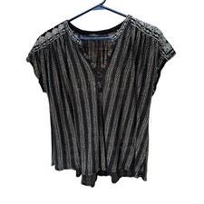 Lucky Brand Women  s Shirt 1X Embroidered Sheer