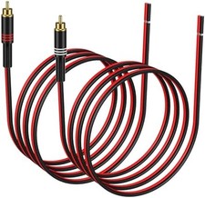 RCA to Speaker Wire Adapter, 2 Pack 20AWG 6.6 ft, RCA Male Plug to Bare Wire Con