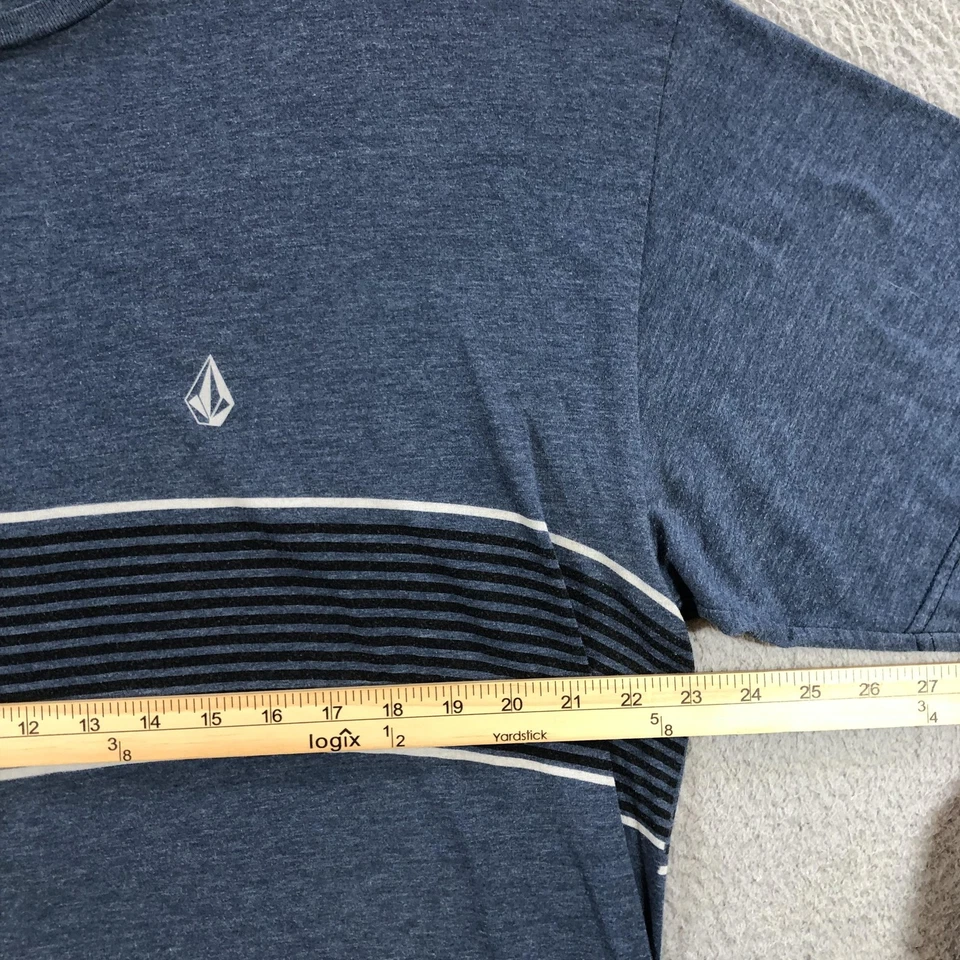 Volcom Shirt Mens XXL Blue Striped Crewneck Short Sleeve Casual Tee - Image 3 of 4
