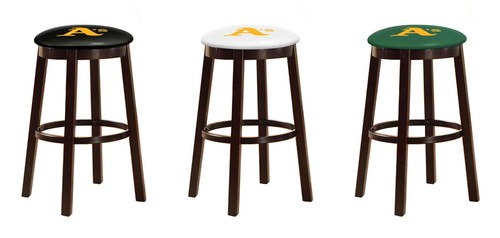 MLB Bar Stool 24" or 28" Espresso Wood w/Colored Vinyl Baseball Team Logo Swivel - Picture 22 of 34