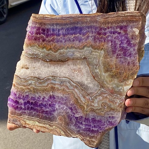 6.49LB Natural Amethyst Agate Crystal Hand cut sheet-like crystals specimen - 第 8/12 張圖片