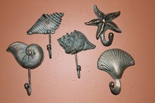 Cast Iron Bronze Look Seashell Wall Hooks - Beach Five -5 items