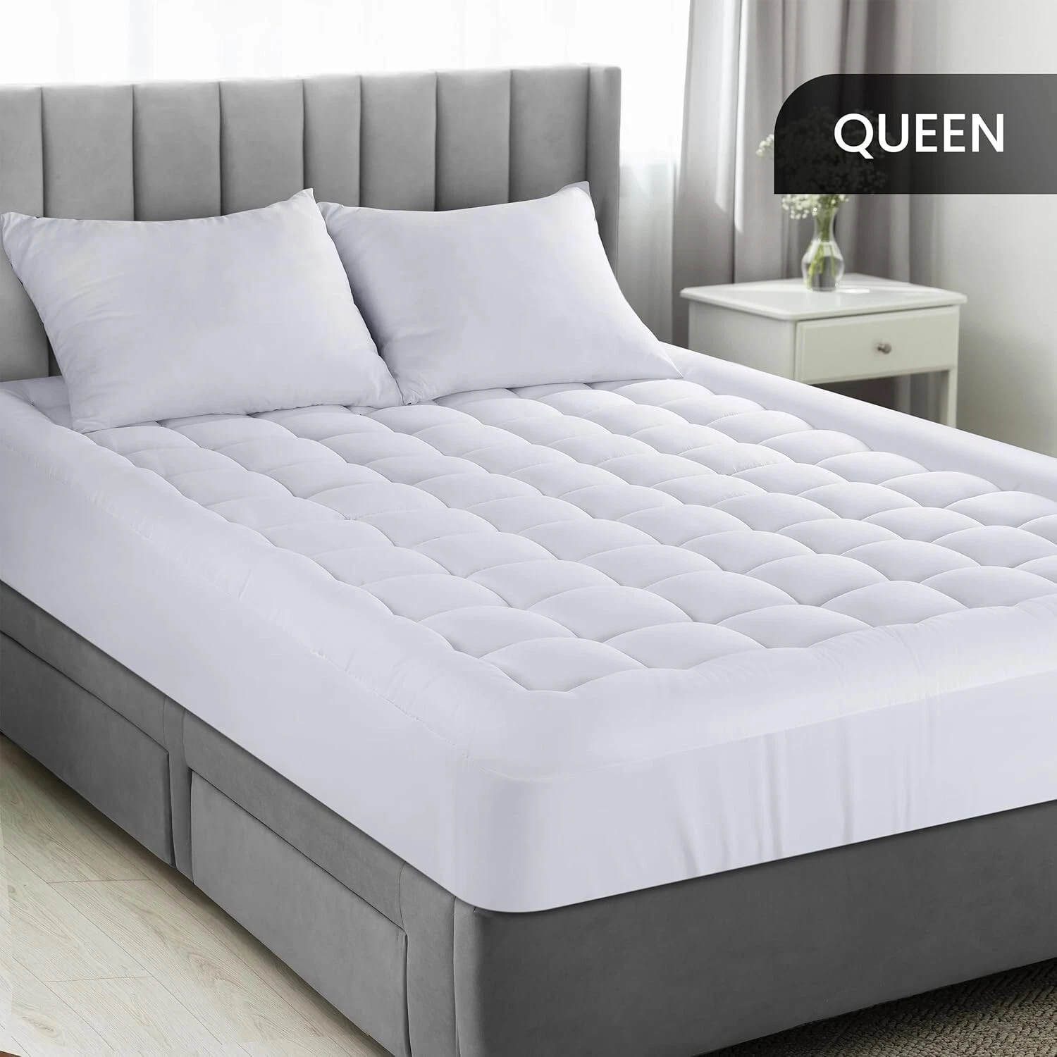 Quilted Fitted Premium Mattress Protector, Deep Pocket Cover Stretches up to 16"