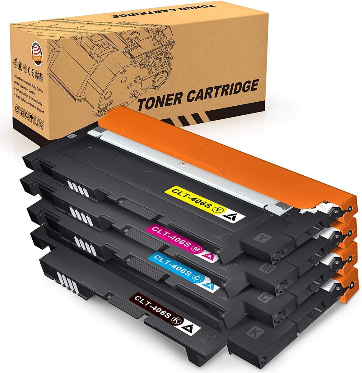 TonerSave 4PK CLT-Y406S CLT-C406S CLT-M406S CLT-K406S Toner for Samsung  C460FW Toner, Samsung C410W Toner, C460 C460W C460FW C410 C410W CLP-365  CLX-3305FW CLX-3300 CLP-365W CLP-360 : : Office Products