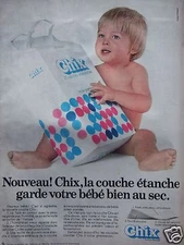 ADVERTISEMENT 1966 CHIX DIAPER KEEPS YOUR BABY DRY - ADVERTISING