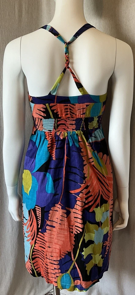 Vestido Edme & Esyllte Anthropologie Talla 0 Mezcla de Lino Tropical Boho Festival Foto 4 de 4