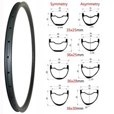 29/27.5er 650B XC AM Mountain Bike Rims Carbon Tubeless Wheels UD/3K/12K Finish