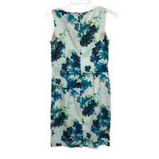 NWT Womens Size 0 Ann Taylor Blue White Floral Print Sleeveless Sheath Dress