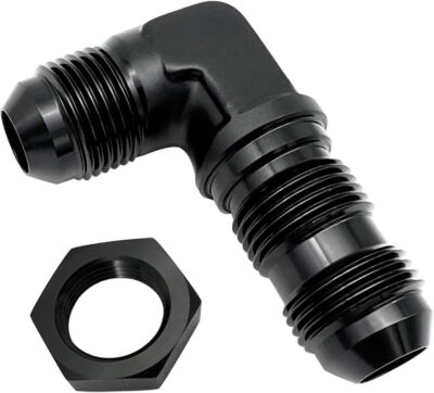 AN10 Male to Male 90 Degree Bulkhead Union Full Flow Fitting Adapter with Nut 