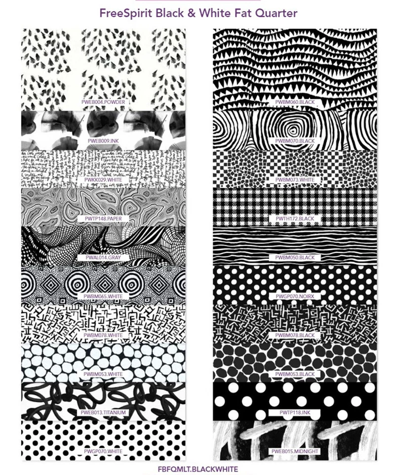 20 FQ B&W Varios diseñadores para telas Free Spirit 100% algodón. Corte de fábrica Foto 4 de 4