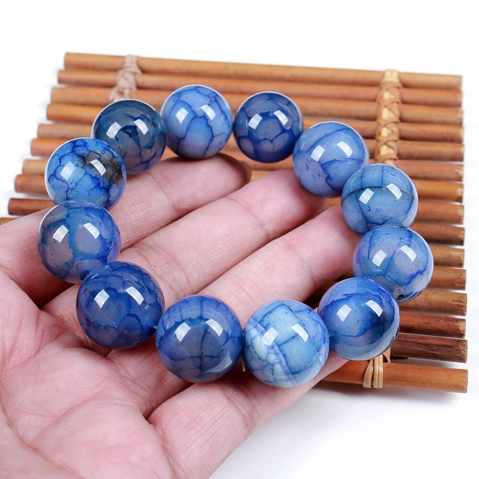 Brazalete Brazalete 20MM Certificado Azul 100% Natural A Cuentas Ágata Cuentas 0512 Foto 3 de 4