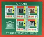 ZAYIX - 1966 Ghana - Africa 268a MNH - UNESCO 20th Anniversary Souvenir Sheet