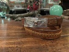 Mexican Longhorn Sterling Silver 14K Belt Buckle 32-34-1          