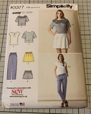 Simplicity 1377 Schnittmuster Top Hose Rock Shorts Größe 6 - 14 gewebt leicht nähen