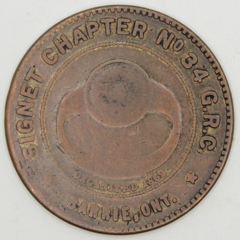 Barrie Ontario Canada Masonic Chapter Penny Token Signet Chapter