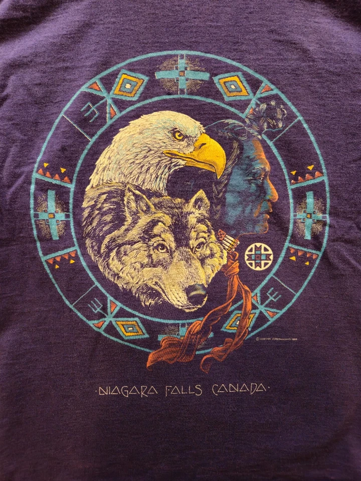 Camiseta De Colección Cataratas del Niágara Canadá Años 90 Punto Único Wolf Eagle S/M ENVÍO RÁPIDO Foto 3 de 4