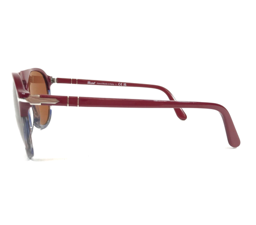 Occhiali da sole Persol 3302-S 1177/53 bordeaux a righe grigio con lenti in vetro marrone - Foto 7 di 12