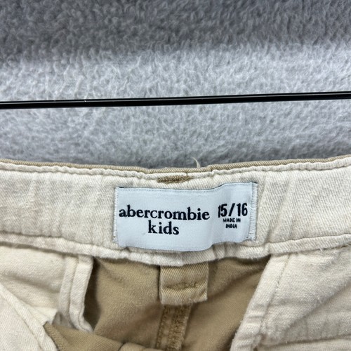 Abercrombie Fitch Shorts Kid Size 15/16 Beige Flat Front Chino Khakis Adjustable - Picture 9 of 11