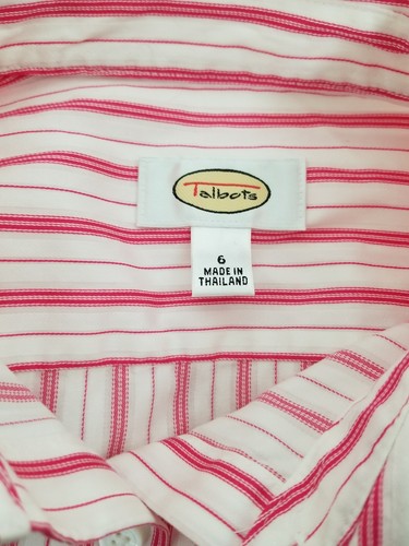 Talbots Women's Red & White Striped Long Sleeve Button Front Blouse Size 6 - Picture 5 of 5