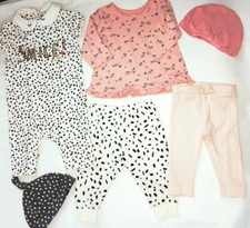 BABY MÄDCHEN 0-3 MONATE PAKET STRAMPLER TUNIKA LEGGINGS MÜTZEN BAUMWOLLE