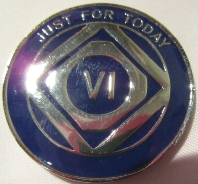 Just for today Narcotics Anonymous PURPLE 6 Year  MONTH Medallion na token clean