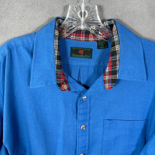 Abercrombie & Fitch Mens Shirt XL Blue Wool Cotton Blend Button Vintage 80s - Picture 2 of 11