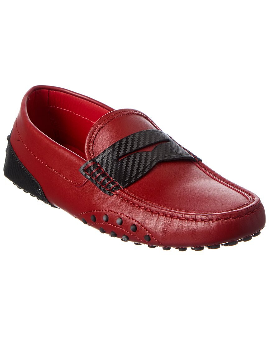 Мужские кожаные мокасины Tod S X Ferrari Gommino Красный 65 35990₽