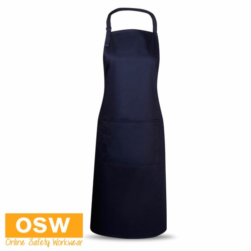 PolyCotton Pocket Bib Apron 86x94cm - Hot Pink, Emerald Lime Green, Navy, Maroon - Picture 5 of 6