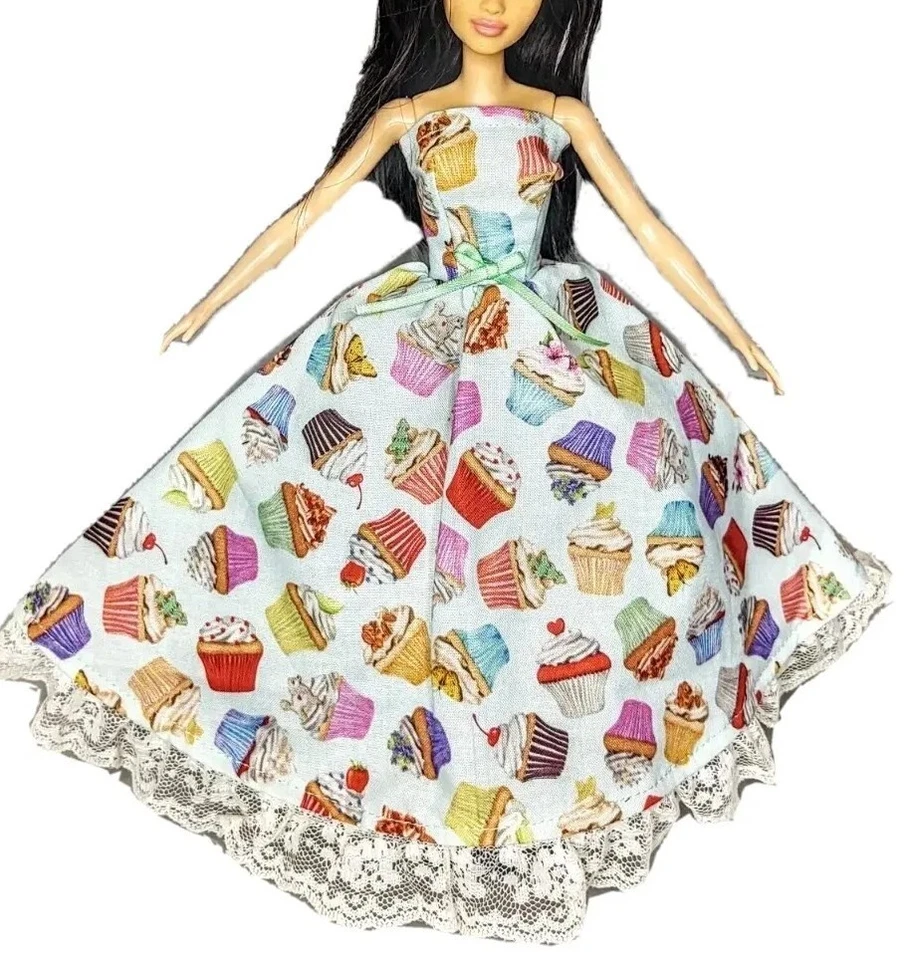 Vestido Verde Cupcake Cumpleaños Vestido Hecho a Mano Ropa Se Adapta a Muñeca de Moda 11.5" 1/6 Foto 2 de 4