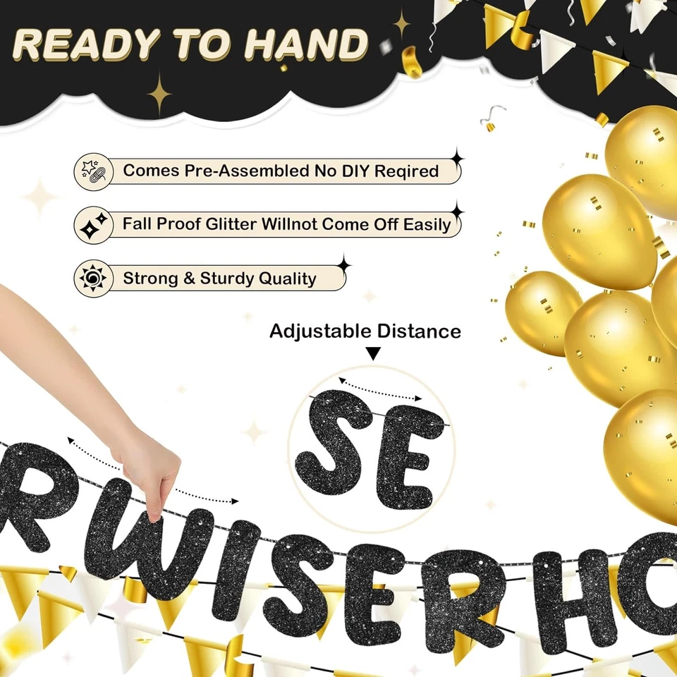 Juego de 3 pancartas brillantes precordadas: divertidas decoraciones de fiesta de cumpleaños Foto 2 de 4