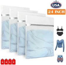 4× Zipped Wash Bag Mesh Net Laundry Washing Machine Lingerie Underwear Bra Socks