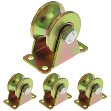 4 Pcs 2" U-Type Groove Wheel Heavy Duty Rigid Caster with Bracket for tube track