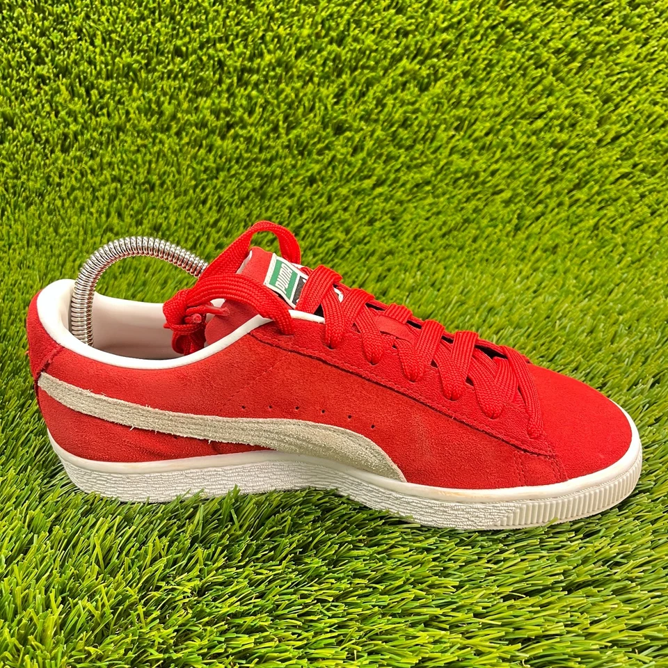 Puma Suede Classic 21 Risk Red White Boys Size 7Y Walking Shoes Sneakers - Image 4 of 4