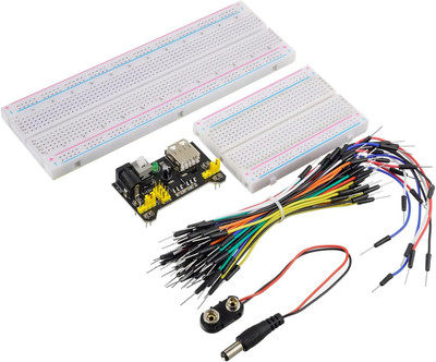 Breadboard Kit with Power Supply Module， Jumper Wires，Battery Clip，830 & 400 Tie