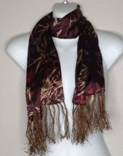 Jinxiu Lang Womens Fashion Accessory Rectangle Scarf Purple Brown Tassel Fringe