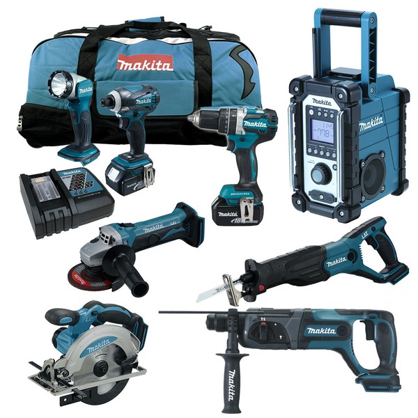 12Tlg. Makita Lxt 18V Akku Werkzeugset +DHP484 Rtj Schlagbohrschrauber +DHR241 Z-image