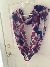 Scarf geometric red, white and blue. Xfinity  scarf preowned